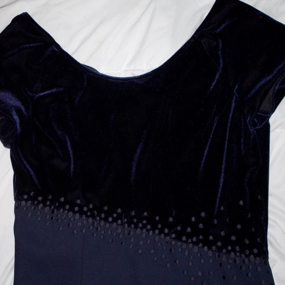 Reggio Dark Blue Sleeved Long Formal Dress